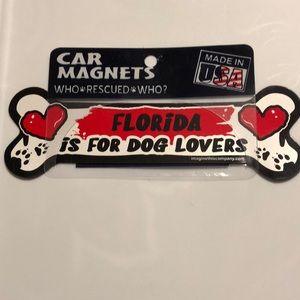 Florida Is For Dog Lovers Bone Car Magnet